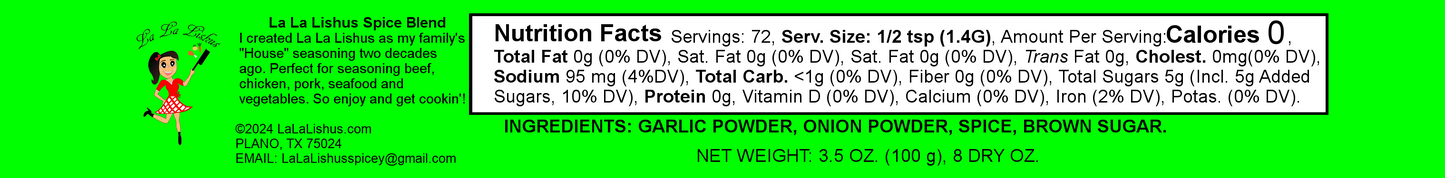 La La Lishus Nutritional Label